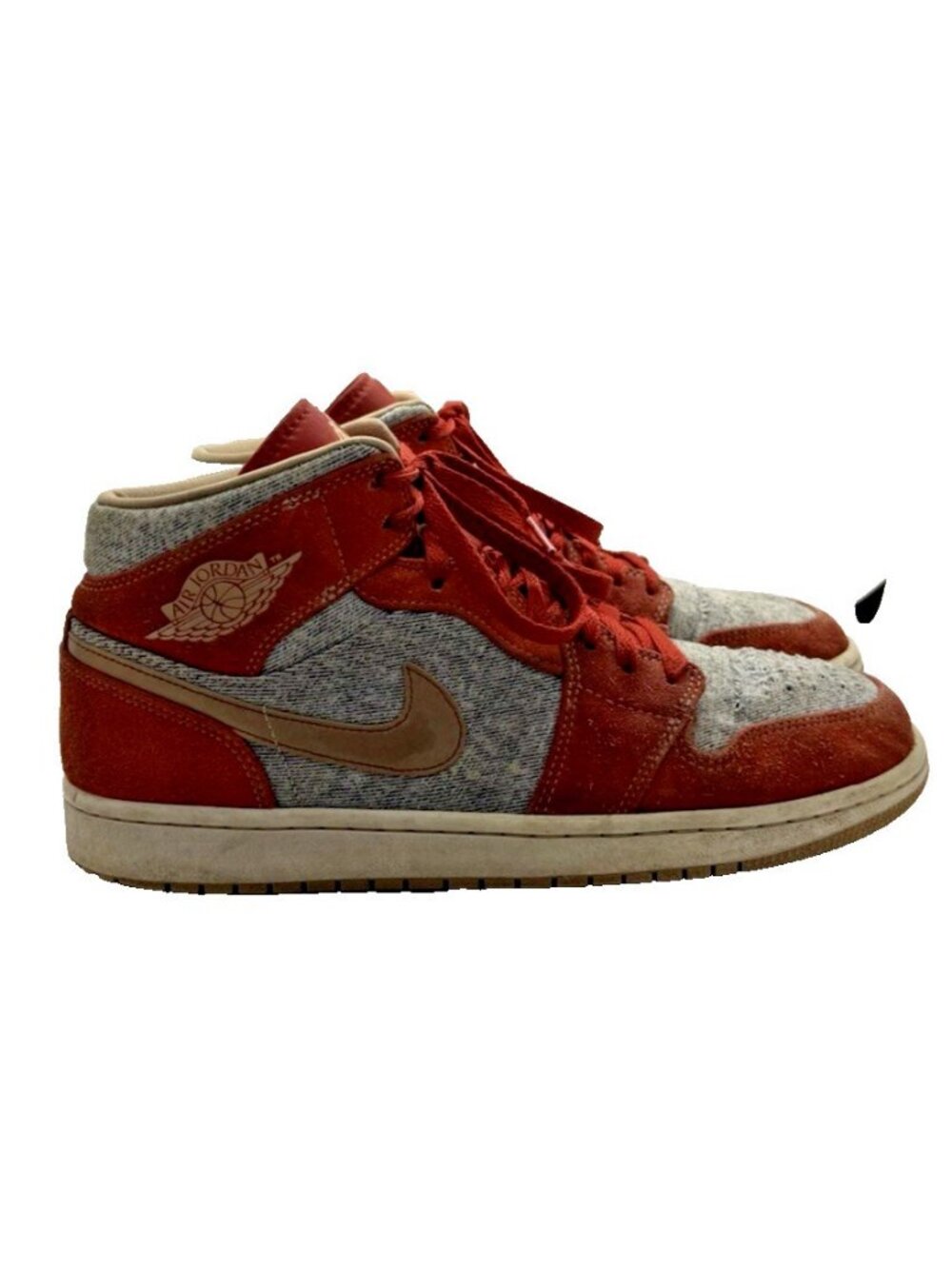 Air Jordan 1 Mid Shoes Men Sz 10.5 Denim Red Suede Basketball Sneaker DM4352-600